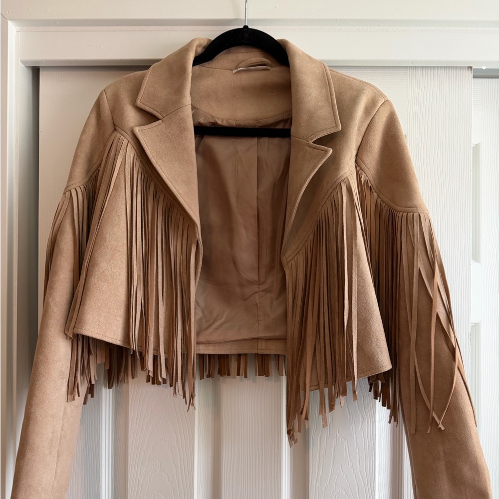 Chic Tan Women's Fringe Blazer